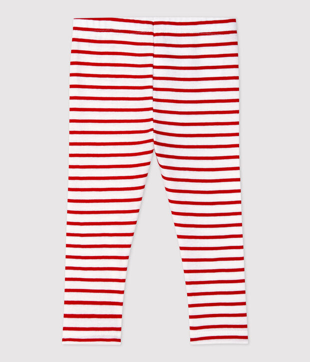 Baby-Leggings aus Baumwolle. weiss/rot