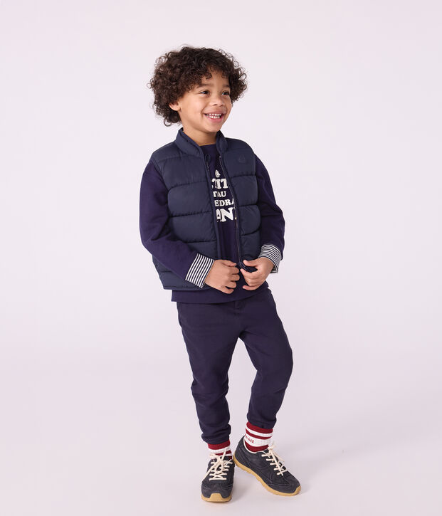 &Auml;rmellose Kinder-Winterjacke zum Wenden in zwei Farben blau/gelb