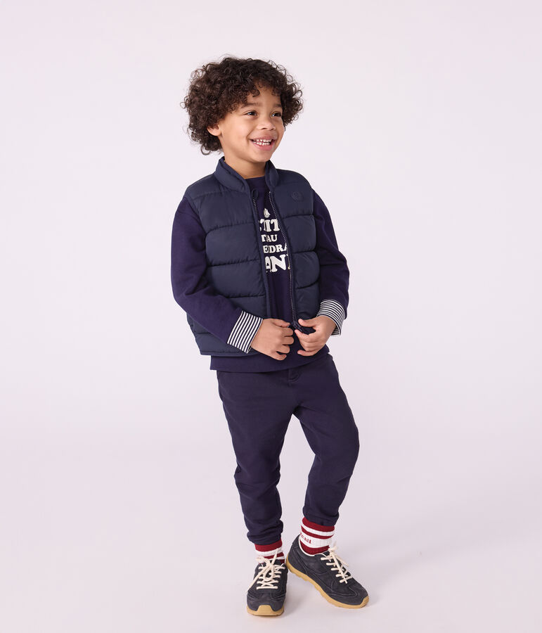 &Auml;rmellose Kinder-Winterjacke zum Wenden in zwei Farben blau/gelb