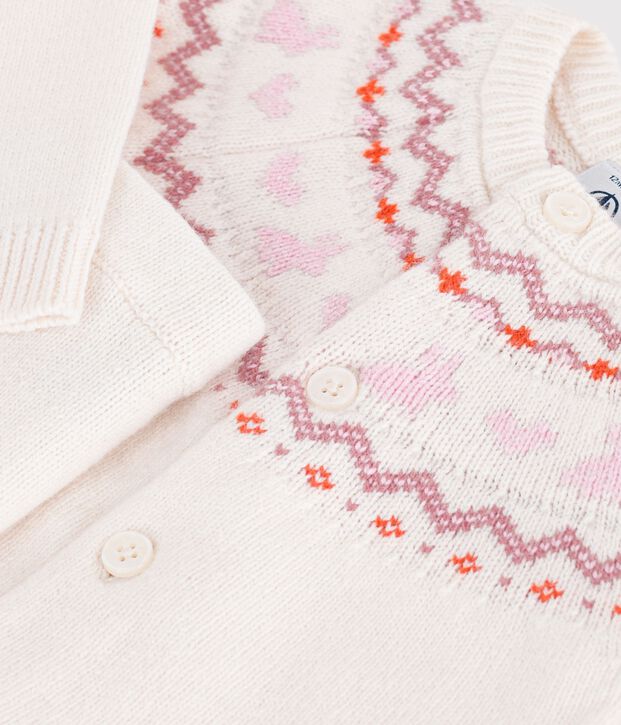 Baby-Set aus Strick mit Jacquardmuster naturfarben/rosa