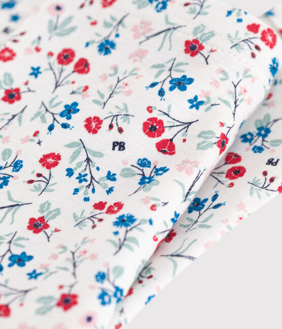 Baby-Leggings aus Baumwolle mit Blumenmuster weiss MARSHMALLOW/weiss MULTICO