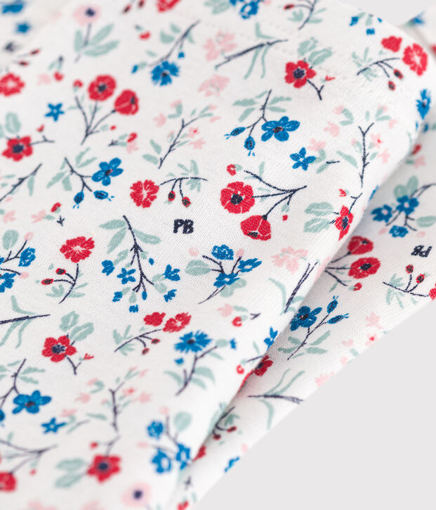 Baby-Leggings aus Baumwolle mit Blumenmuster weiss/vielfarbig
