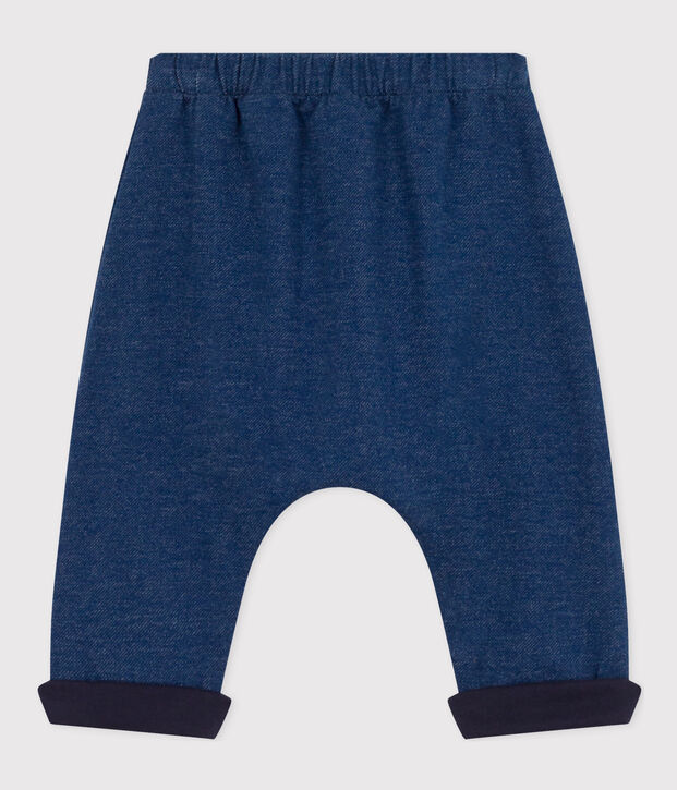 Baby-Sirwalhose aus Molton in Denim-Optik blau/beige
