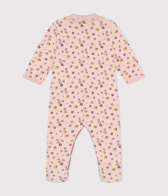 Strampler aus Nicki mit Blumenmotiv rosa SALINE/weiss MULTICO