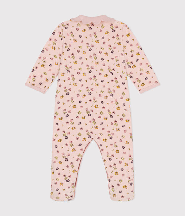 Strampler aus Nicki mit Blumenmotiv rosa/vielfarbig