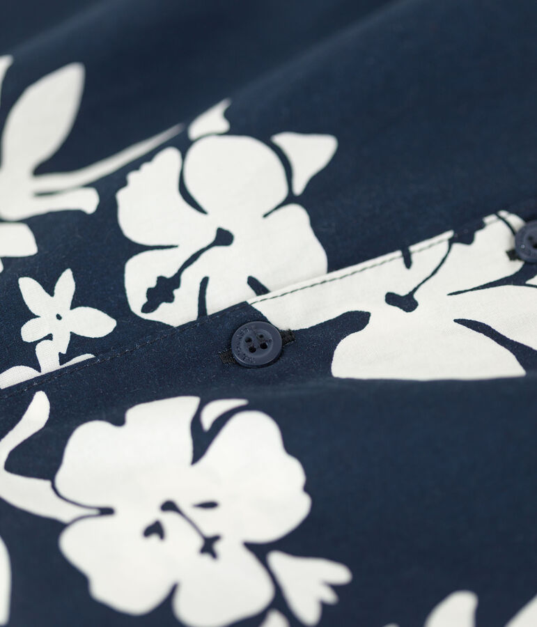 Kurz&auml;rmeliges Hemd aus Popeline f&uuml;r Jungen blau MEDIEVAL/weiss MARSHMALLOW