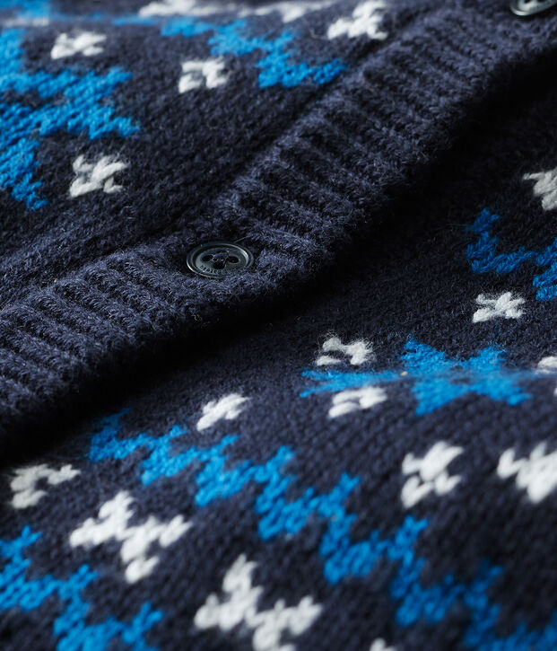 Cardigan f&uuml;r Baby Jungen aus Wolle und Baumwolle blau/vielfarbig