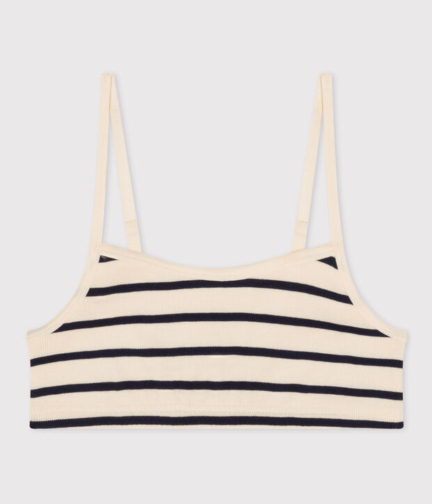Bustier ohne B&uuml;gel f&uuml;r Damen naturfarben/blau