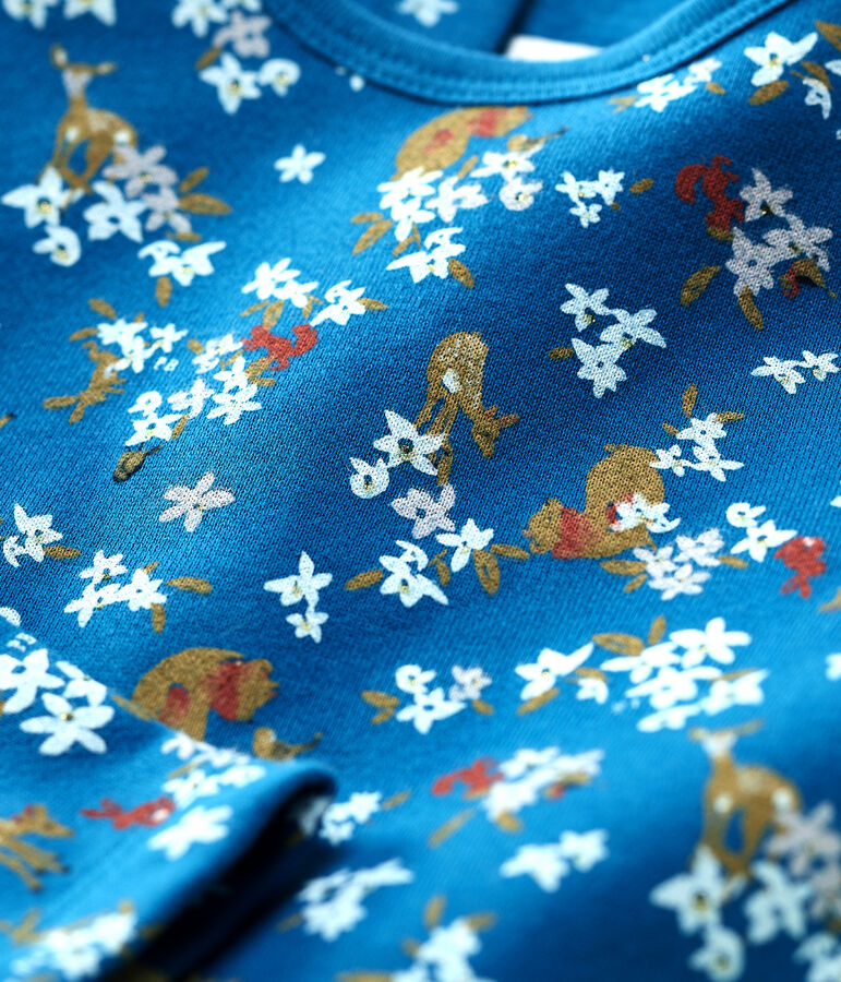 Lang&auml;rmeliges Kinderkleid aus Molton f&uuml;r M&auml;dchen blau/vielfarbig