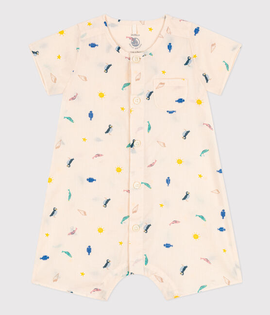 Baby-Overall aus bedrucktem Popeline weiss AVALANCHE/ MULTICO