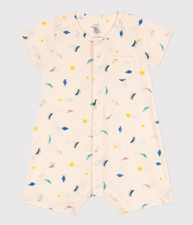 Baby-Overall aus bedrucktem Popeline naturfarben/vielfarbig