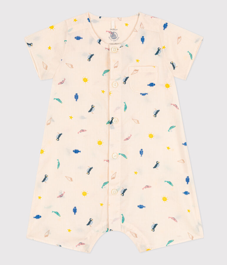 Baby-Overall aus bedrucktem Popeline naturfarben/vielfarbig