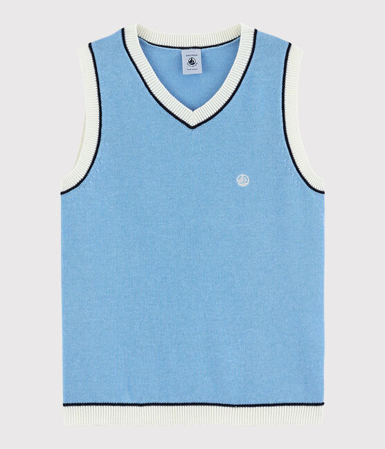 Ärmelloser Kinder-Pullover aus Baumwoll-Jersey für Jungen grau POUSSIERE CHINE
