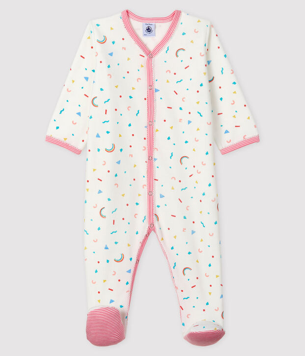 Baby-Strampler aus Nicki mit Konfetti-Druck f&uuml;r M&auml;dchen weiss/vielfarbig
