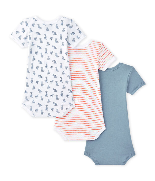 Kurz&auml;rmelige Baby-Jungen-Bodys im 3er-Set weiss
