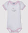 Kurzärmeliger Baby-Body für Mädchen weiss ECUME/rosa DOLL