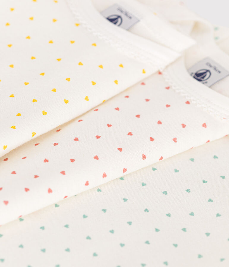 3er-Set lang&auml;rmelige Baby-Bodys mit Herzmotiv aus Baumwolle vielfarbig