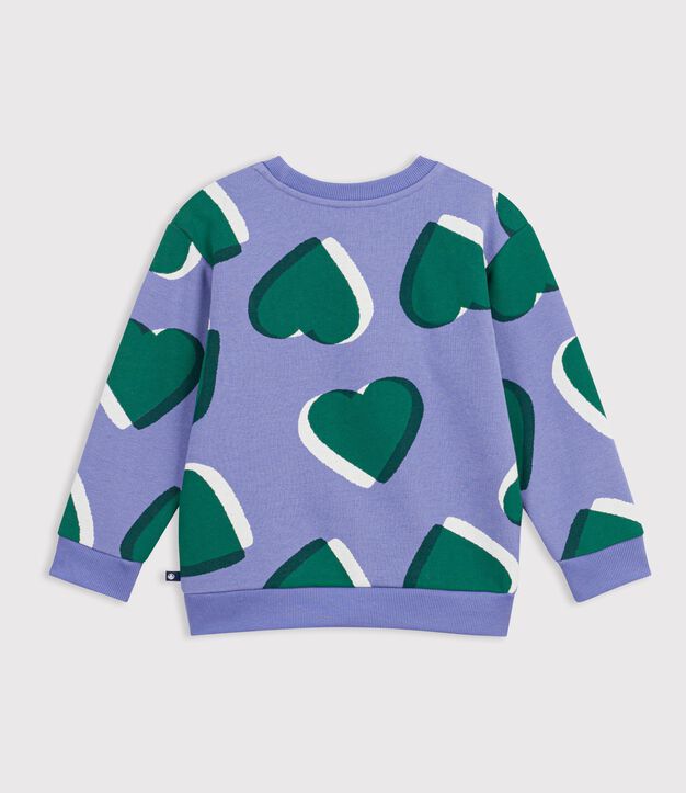 Kinder-Sweatshirt aus Baumwolle mit Herzmotiv violett/vielfarbig