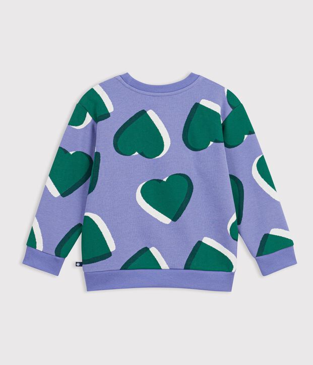 Kinder-Sweatshirt aus Baumwolle mit Herzmotiv violett/vielfarbig