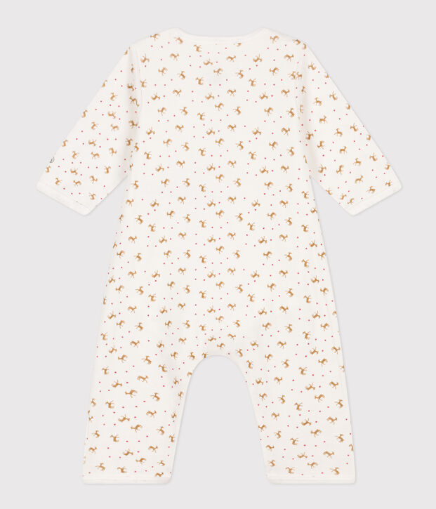 Baby-Bodyjama aus Rippstrick ohne F&uuml;&szlig;e weiss/rot