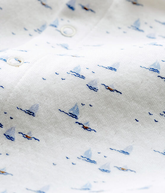 Baby-Strampler aus Doppeljersey für Jungen weiss MARSHMALLOW/weiss MULTICO