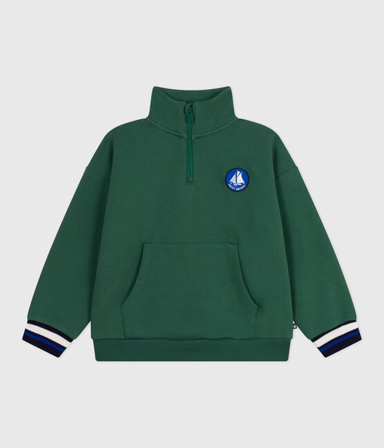Kinder-Sweatshirt mit Reiverschluss-Kragen aus einfarbiger Baumwolle WILLOW