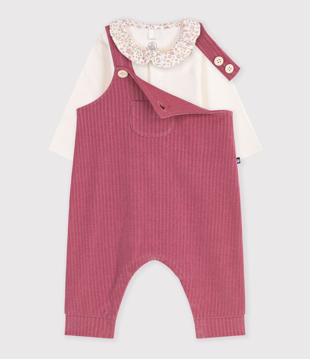 Baby-Strampler und Body aus Baumwolle mit schlichtem Kragen rosa/naturfarben