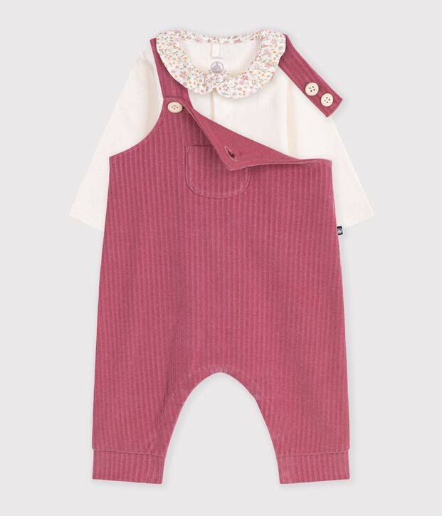 Ensemble salopette et body b&eacute;b&eacute; en coton avec col uni rosa/naturfarben