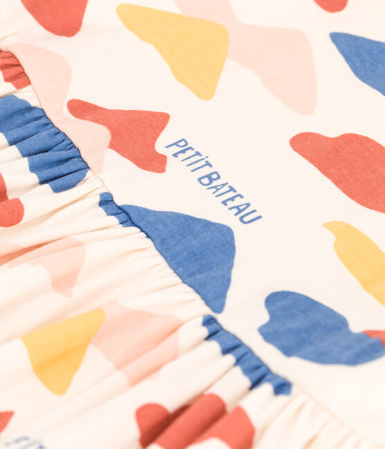 Bedrucktes Kinderkleid aus Doppeljersey für Mädchen weiss AVALANCHE/ MULTICO