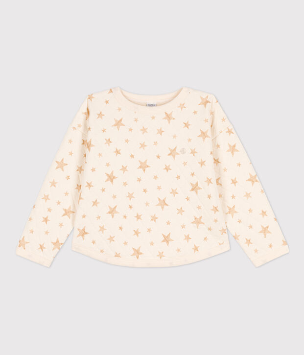 Kinder-Sweatshirt mit Printmotiv aus Doppeljersey f&uuml;r M&auml;dchen naturfarben