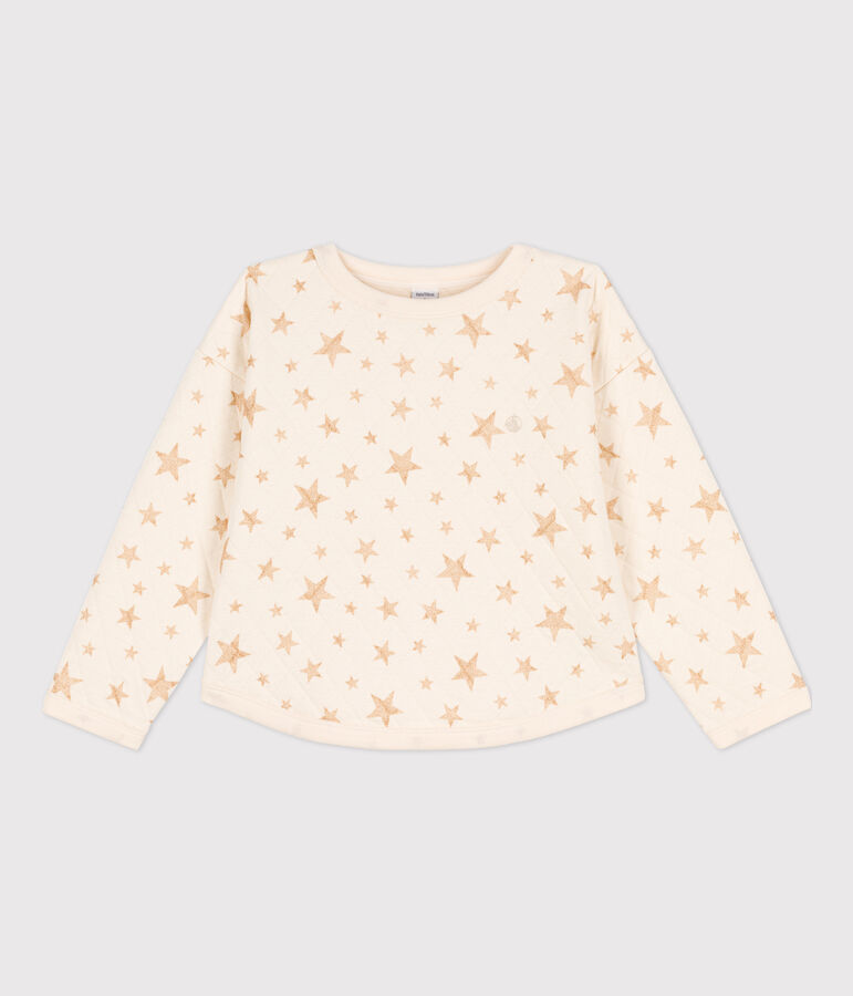 Kinder-Sweatshirt mit Printmotiv aus Doppeljersey f&uuml;r M&auml;dchen naturfarben