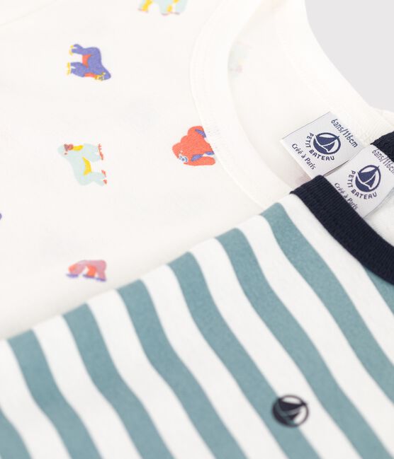 2er-Set Kinderpyjamas aus Baumwolle mit Gorillas/blauen Streifen für Jungen variante 1