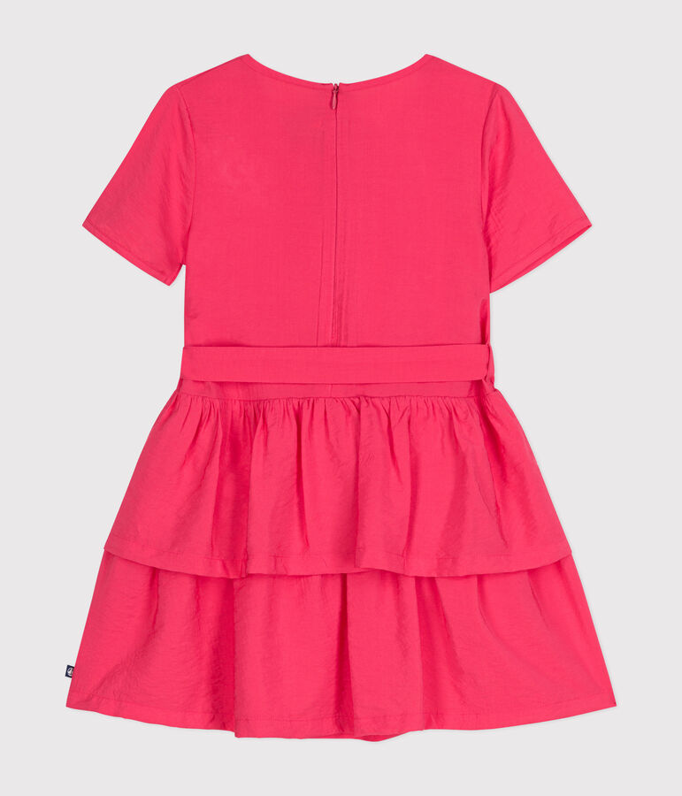 Kurz&auml;rmeliges Kinder-Kleid aus Leinenstoff f&uuml;r M&auml;dchen rosa GLOSS