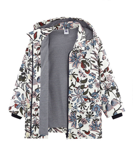 Gemusterte Regenjacke Mädchen weiss MARSHMALLOW/weiss MULTICO