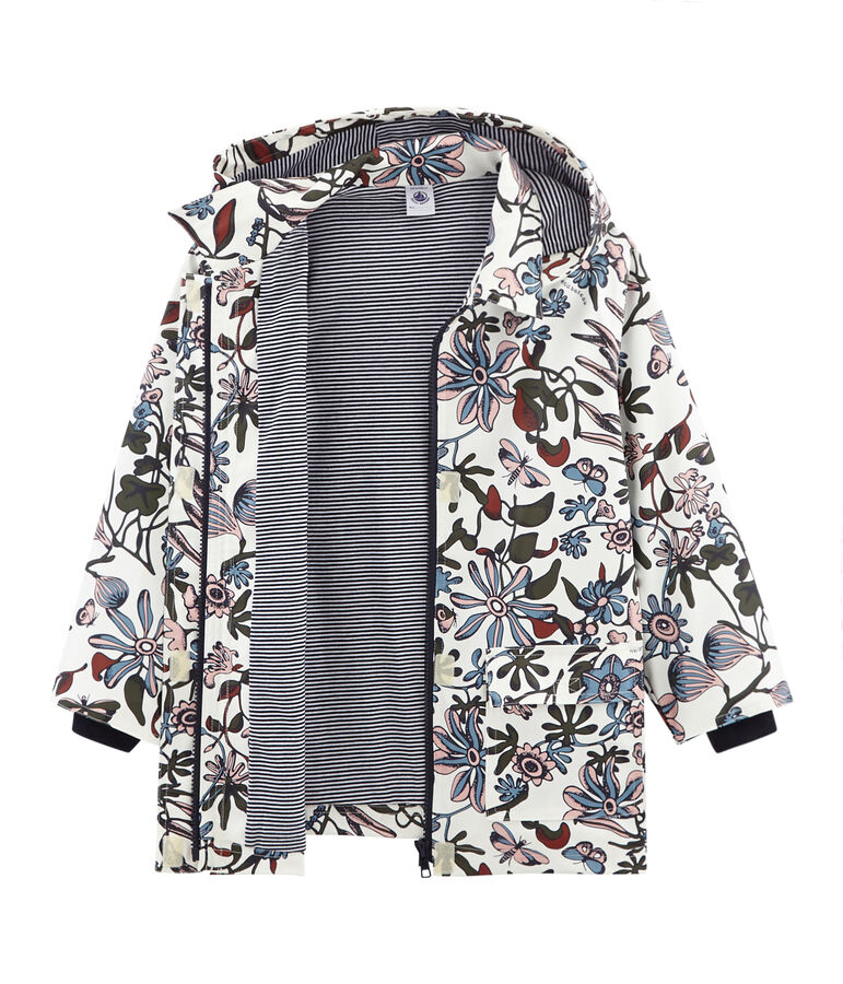 Gemusterte Regenjacke M&auml;dchen weiss/vielfarbig