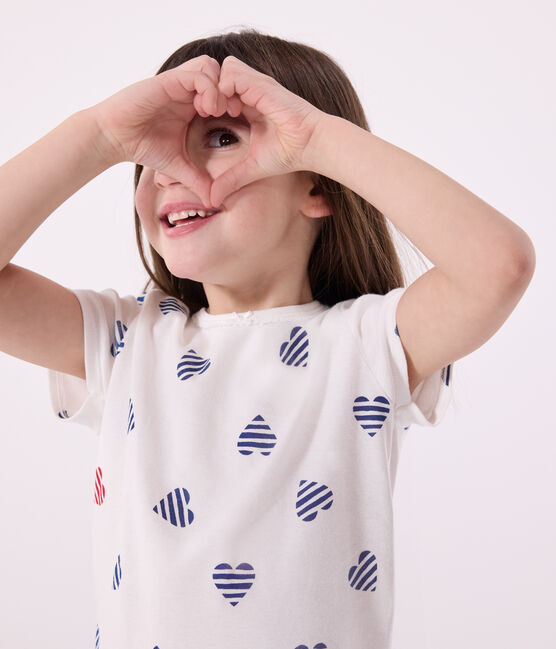Kinder-Pyjama aus Baumwolle mit Blumenmotiv MARSHMALLOW/ SPI/ MULTICO