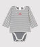 Baby-Body aus Bio-Baumwolle mit Marinestreifen weiss MARSHMALLOW/blau SMOKING