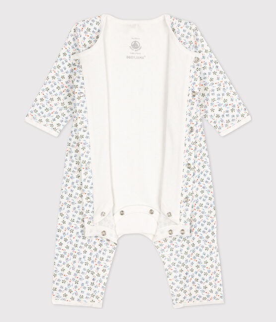 Bedruckter Baby-Bodyjama aus Baumwolle, ohne Füße weiss MARSHMALLOW/weiss MULTICO
