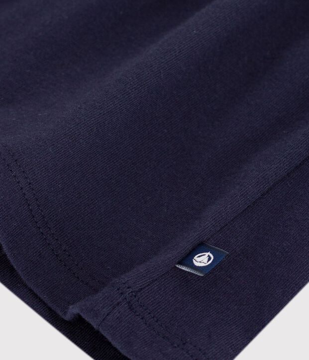 Kurz&auml;rmeliges Baby-Kleid mit Matrosenkragen aus einfarbiger Baumwolle SMOKING