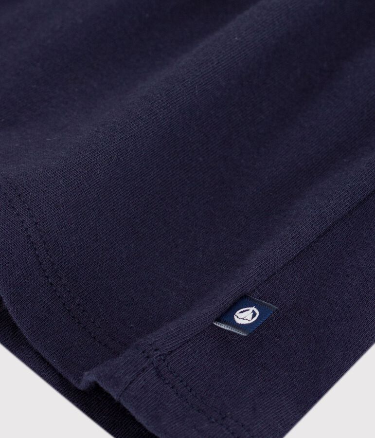 Kurz&auml;rmeliges Baby-Kleid mit Matrosenkragen aus einfarbiger Baumwolle blau