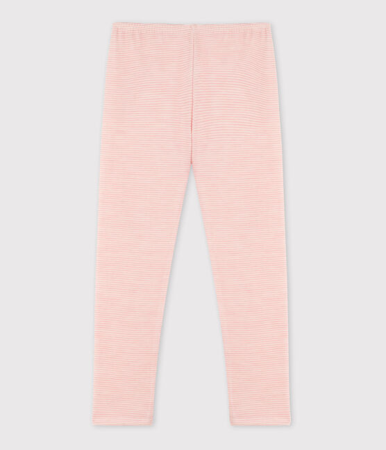 Leggins mit Ringelstreifen aus Wolle und Baumwolle für Mädchen rosa CHARME/weiss MARSHMALLOW