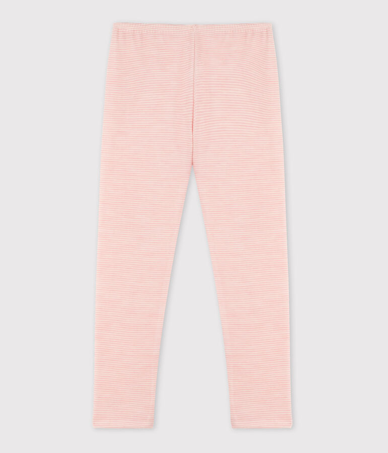 Leggins mit Ringelstreifen aus Wolle und Baumwolle f&uuml;r M&auml;dchen rosa/weiss