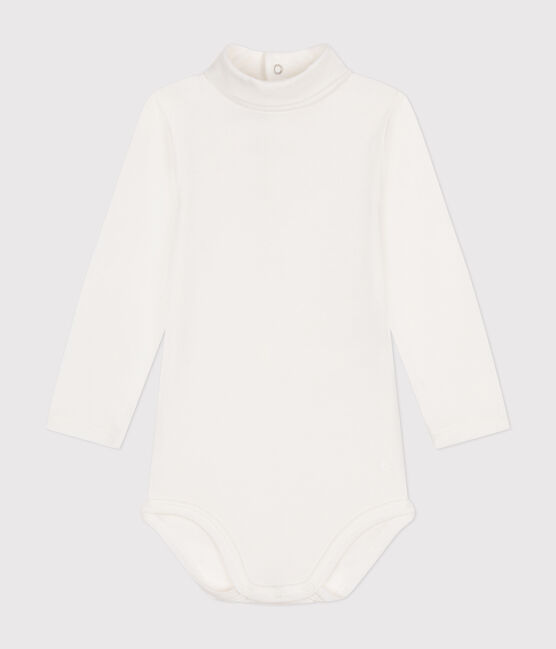 Langärmeliger Baby-Body aus Baumwolle mit Rollkragen weiss MARSHMALLOW