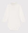 Langärmeliger Baby-Body aus Baumwolle mit Rollkragen weiss MARSHMALLOW