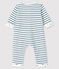 Langer Baby-Overall gestreift aus Bouclé-Frottier weiss MARSHMALLOW/blau ASTRO