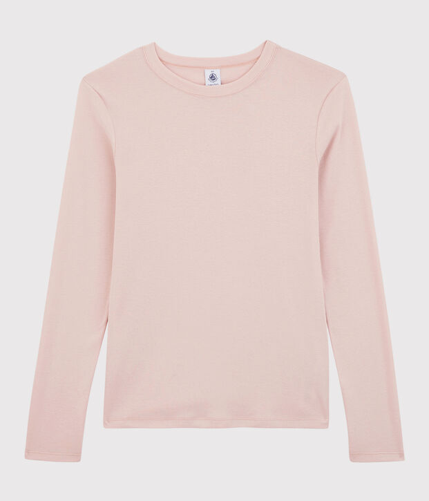 Klassisches Damen-T-Shirt aus Baumwolle mit Rundhalsausschnitt rosa