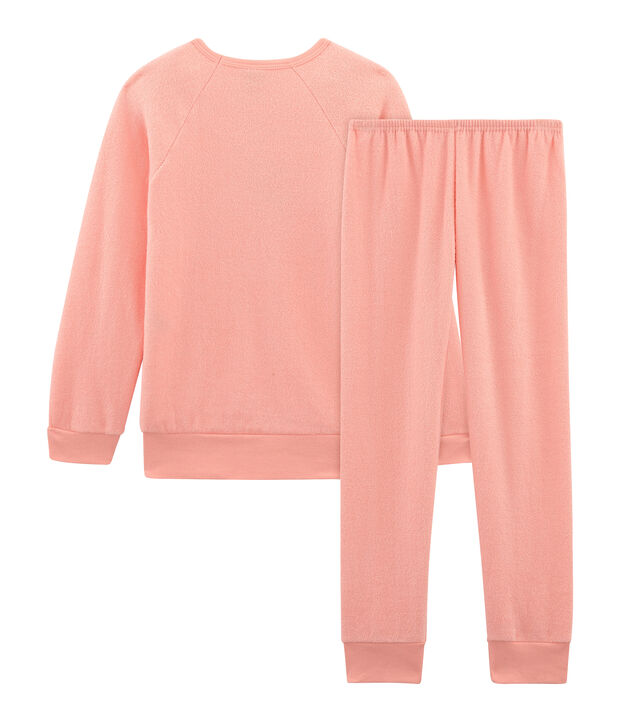 Pyjama aus aufgerautem Frottee f&uuml;r kleine M&auml;dchen rosa