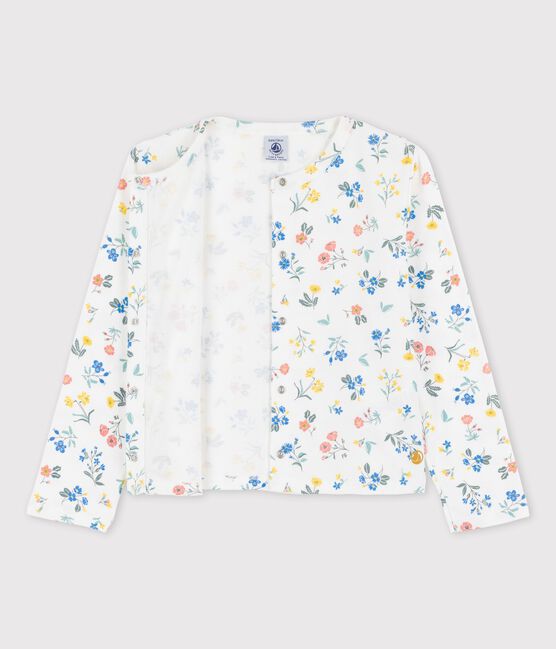 Gemusterter Cardigan aus Baumwolle für Mädchen weiss MARSHMALLOW/weiss MULTICO