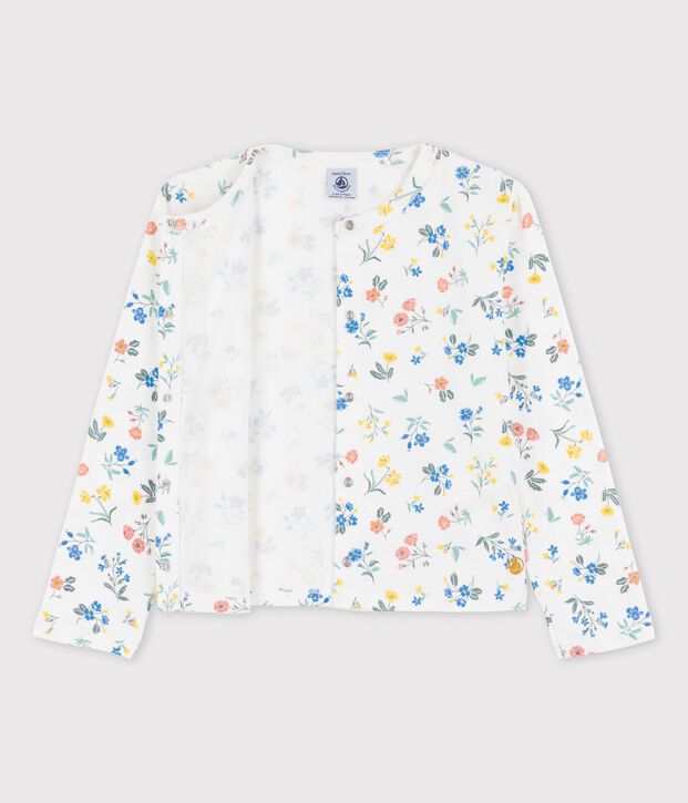 Gemusterter Cardigan aus Baumwolle f&uuml;r M&auml;dchen weiss/vielfarbig