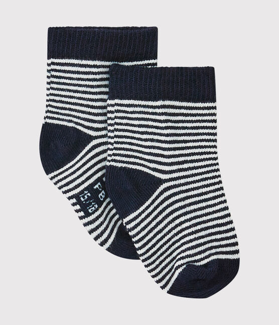 Baby-strümpfe in ringelstreifenmuster unisex blau SMOKING/beige COQUILLE